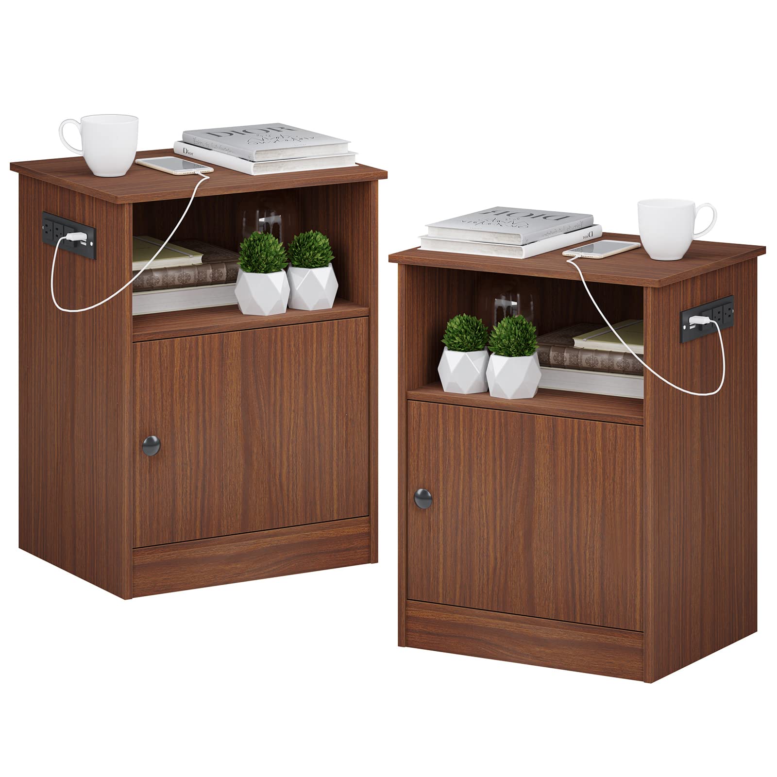 Buy EPHEX End Table with USB Ports & Power Outlets, Set of 2 Nightstand