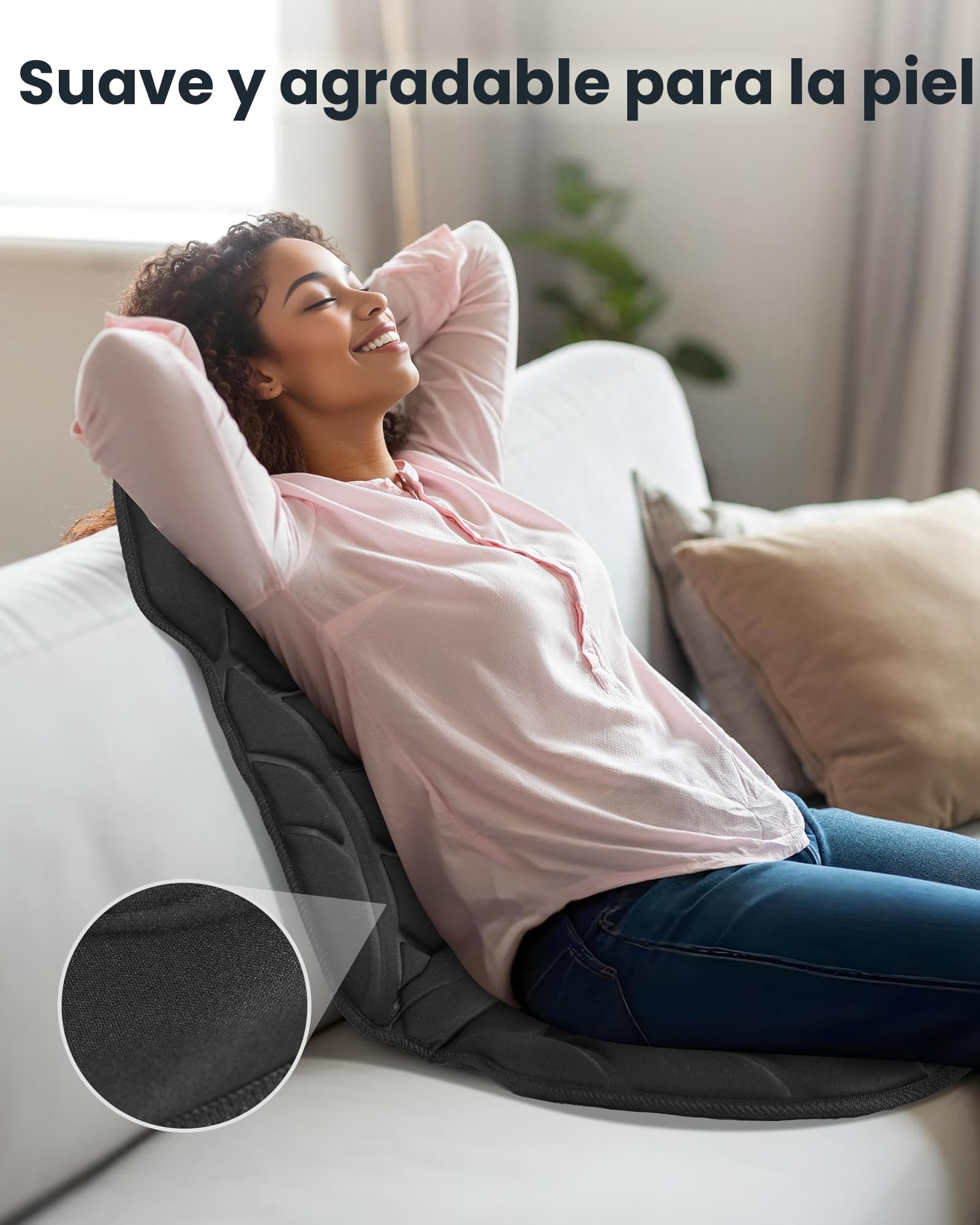 COMFIER Asiento Masajeador con Calor, Masajeador Espalda por Vibración | 8 Nodos de Masaje y 5 Modos, Masajeador Espalda para la Oficina en casa, Asiento Masaje para el Dolor de Espalda, Regalos
