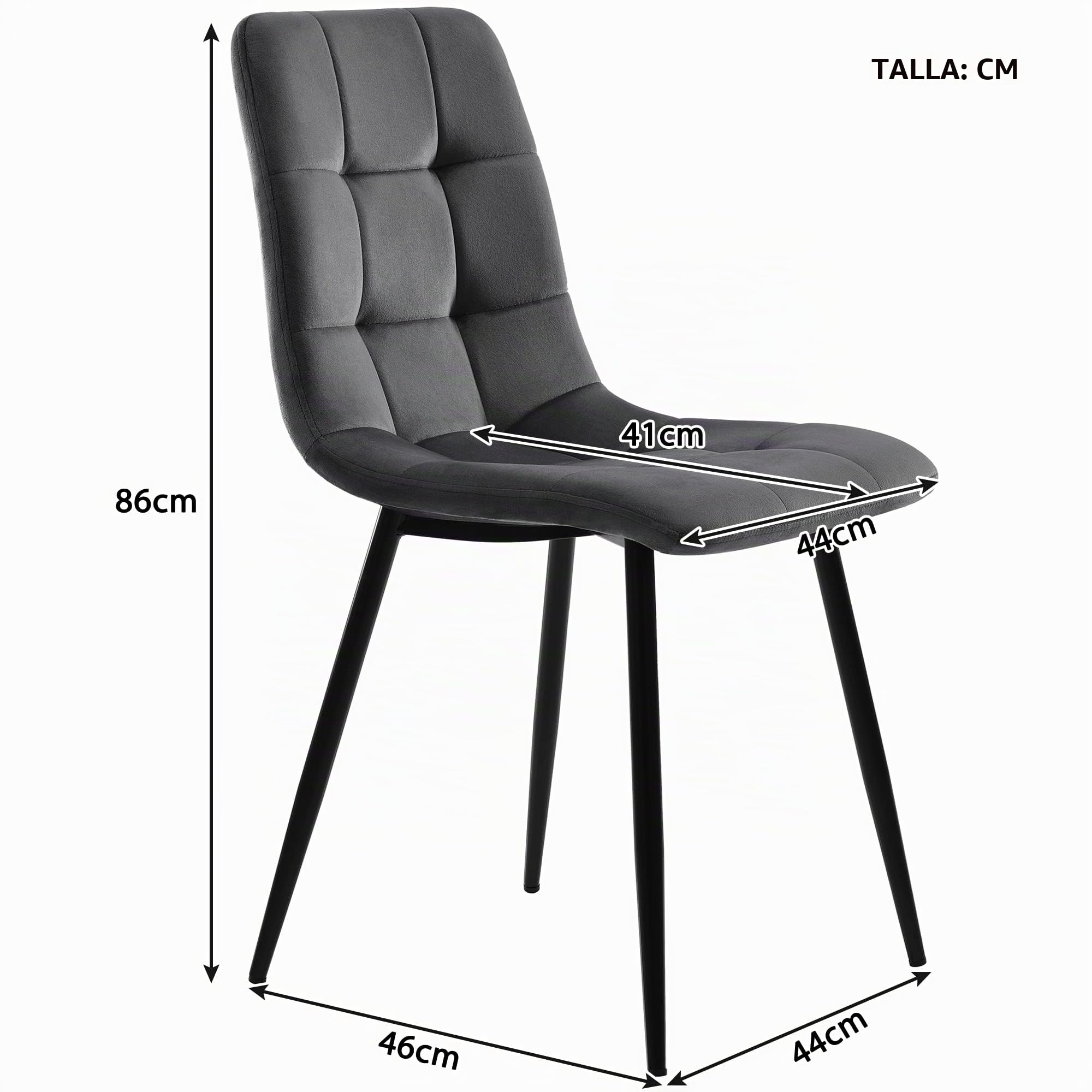 KAZZIO Juego de mesa de comedor (5 piezas), juego de mesa de comedor con 4 sillas, mesa de comedor redonda de 100 cm de diámetro, tablero DM blanco, silla de comedor de terciopelo (negro+gris-1)