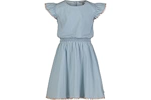 Pretty, Playful, Girls' Short Sleeve Denim Chambray Shirt Dress