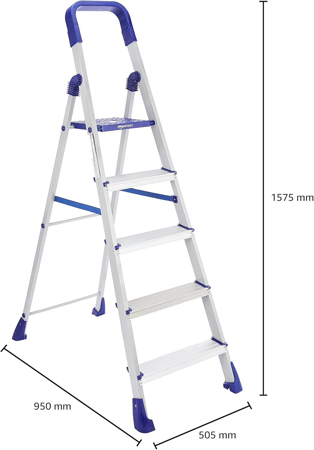 Close-up of the PVC foot pads on the Amazon Basics Clamber Pro ladder