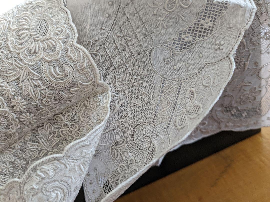 得価，新作 スワトウ ブルー 手刺繍 ハンカチ 約29cm swatow 汕頭 中国