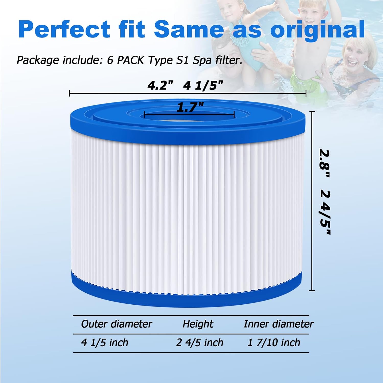 KGC 6 Pack Type VI Spa Hot Tub Filters Compatible with Coleman Salu spa Lay-Z-Spa Hot Tub Filters, Replcement for 90352E 58323 Spa Filter Cartridges - Image 2