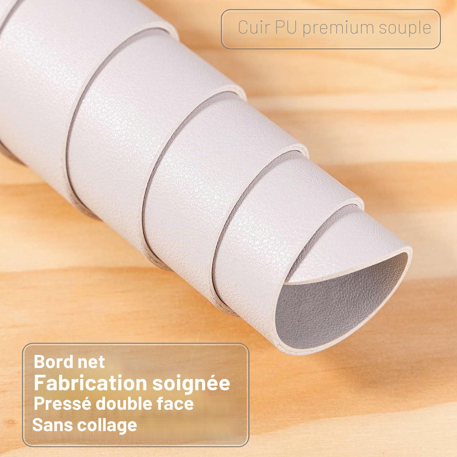Tapis de Souris Grand XXL 90 x 43cm, Sous Main Bureau Cuir PU Étanche Double Face Gris Clair/Argent