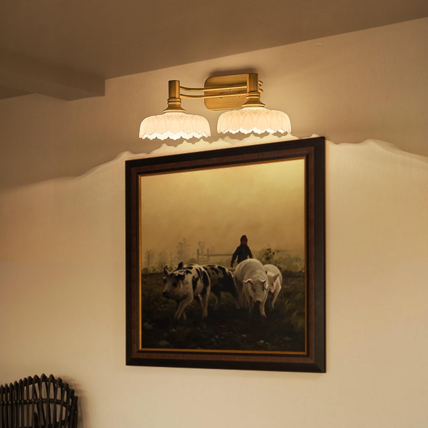 Modern 2 Light Bathroom Vanity Lights White Glass Lampshade Wall Sconces for Kitchen Dining Room Bedroom Hallway