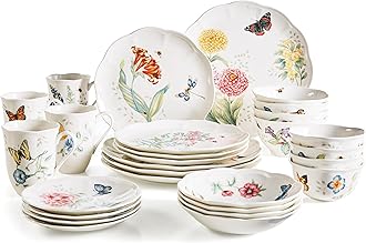 865075 Butterfly Meadow 28-Piece Dinnerware Set, White