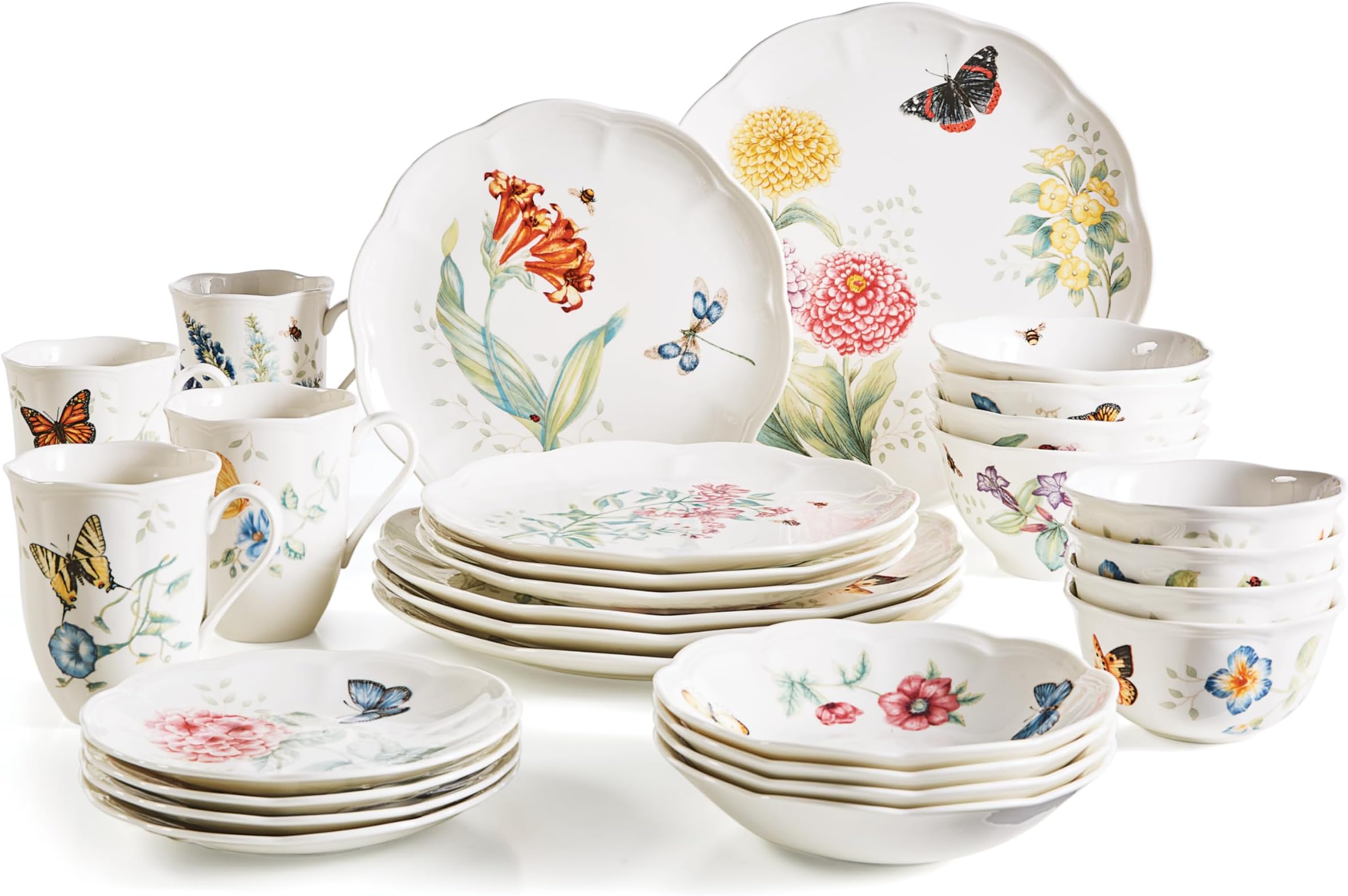 865075 Butterfly Meadow 28-Piece Dinnerware Set Multicolor