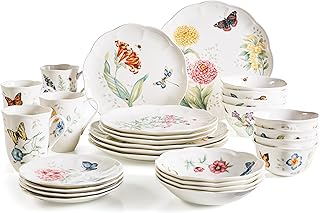865075 Butterfly Meadow 28-Piece Dinnerware Set, White
