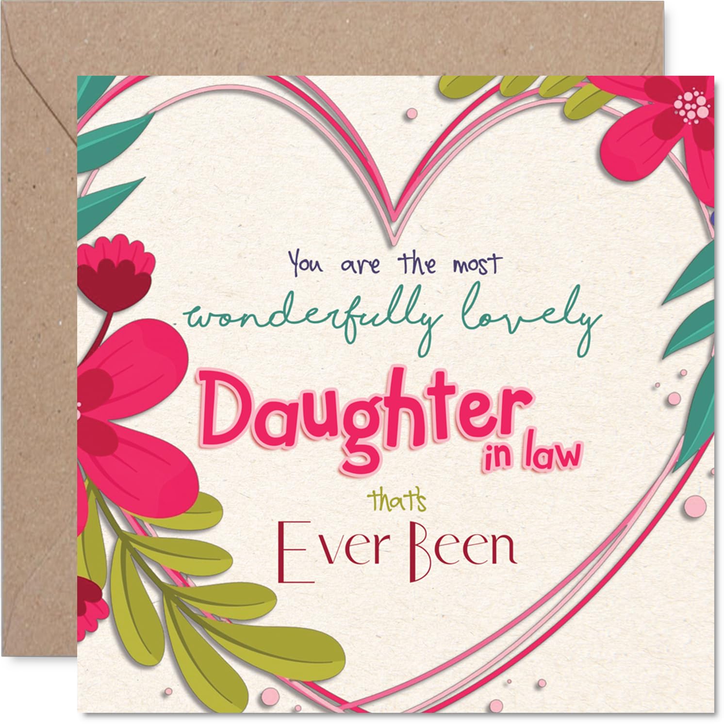 Daughter in Law Birthday Card - The Most Wonderfully Lovely - Happy Birthday Card for Daughter in Law from Father Dad Mother Mum, 145mm Colourful Floral Design Bday Greeting Cards