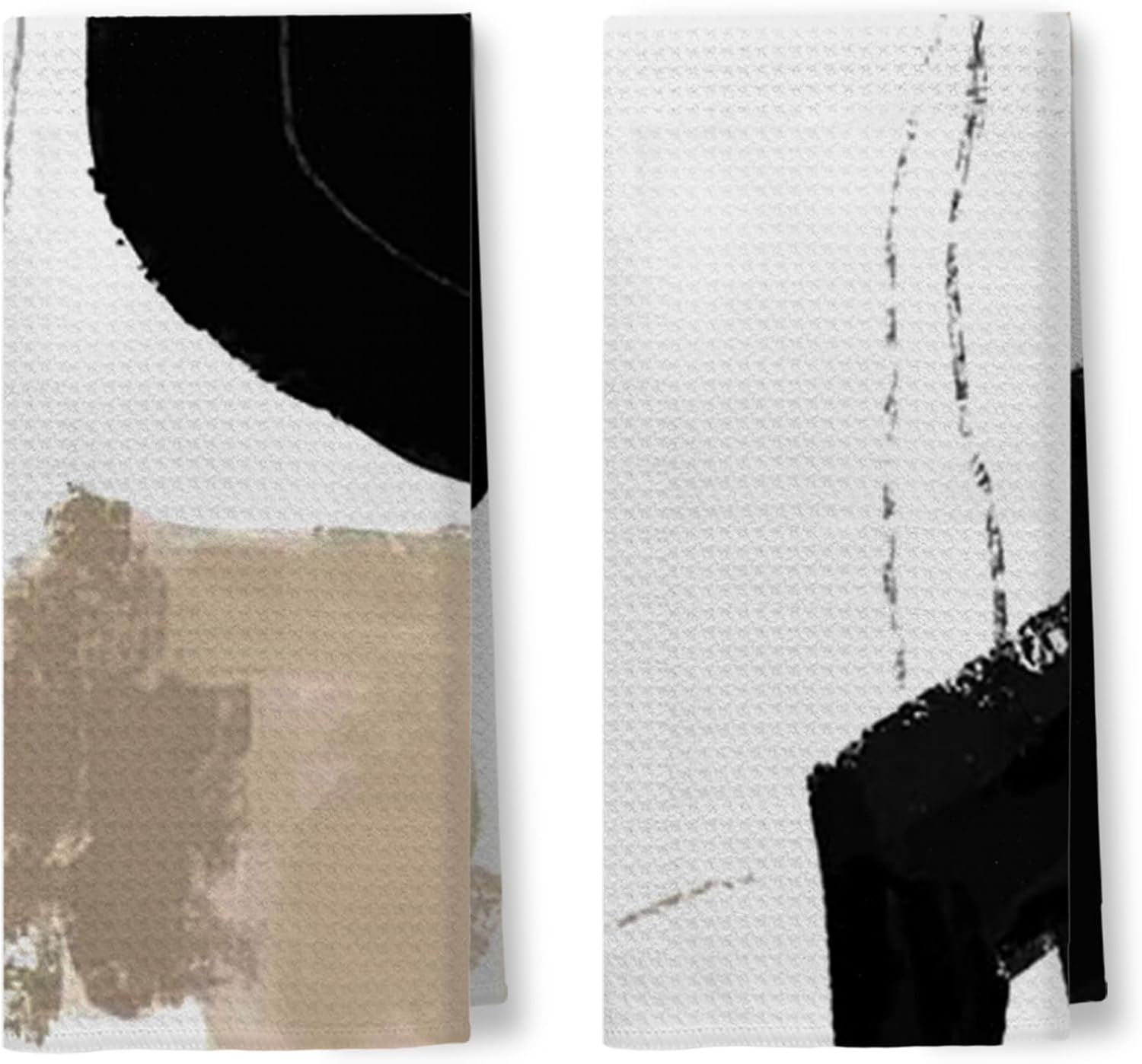 Black and White Kitchen Towels Set of 2, Bohemian Bathroom Kitchen Decor, Bohemian Art Drying Cloth Hand Tea Towels for Modern Bathroom Kitchen Decor, 16×24 Inches