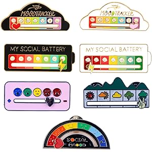 4 Spille Umore Social Battery - Interattive Per Vestiti E Zaini, Bianche E Nere - Foto 10