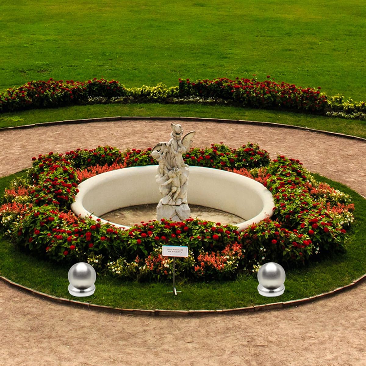 2 Stück Edelstahl Metallständer Sockel für Gartenglobus Praktische und Stabile Kugelhalterung für Gartendeko im Außenbereich Silberfarbener Garten Kugelständer