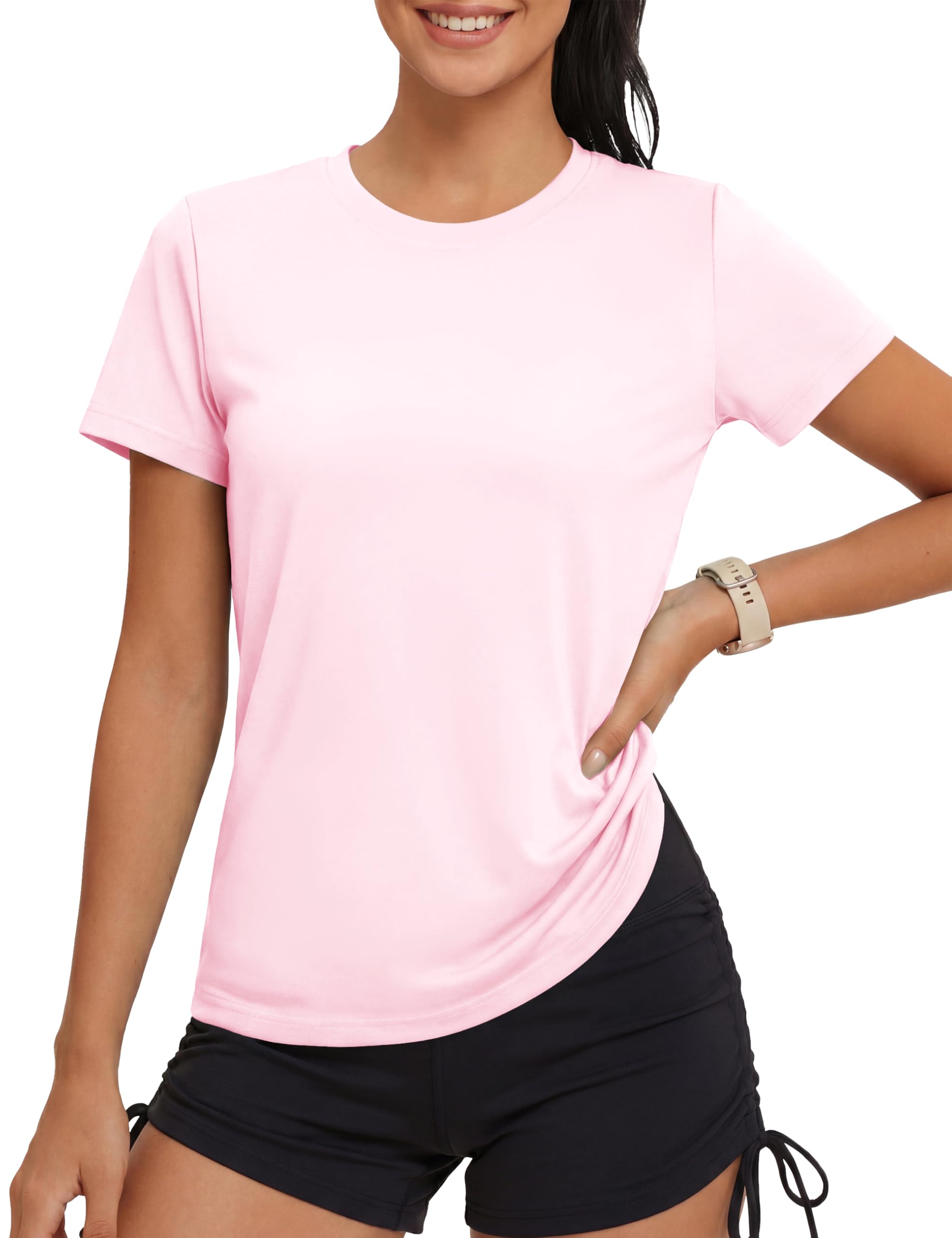 MAGCOMSEN Sportshirt Damen UV Shirt Kurzarm Sport Shirts Basic Funktionsshirt Fitness Wandershirt Yoga UV-Schutz Wasser