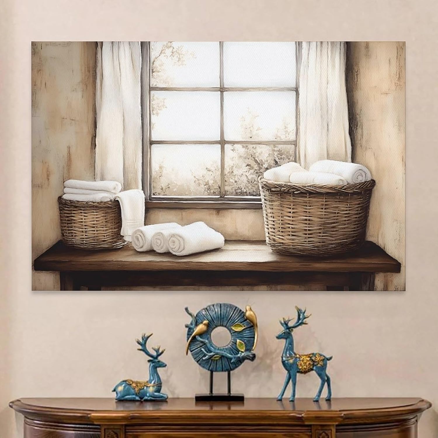 Laundry Basket Art Laundry Room Print Vintage Farmhouse Decor Canvas Art Posters for Room Aesthetic And Wall Art Picture Living Room Decor 20x30inch(50x75cm)