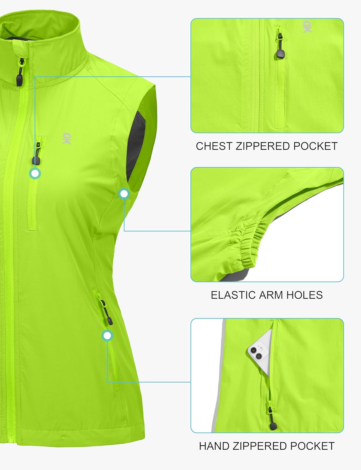 Little Donkey Andy Women's Lightweight Quick Dry Vest Summer Windproof Sleeveless Elastic Jacket for Golfing Cycling Running - Image 4