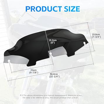 Rich Choices 6 Motorcycle Windshield Windscreen Wind Splitter Compatible with Harley Davidson Touring Street Glide Electra Glide FLHT FLHTCU Ultra Classic Glide FLHX FLHTK Tri Glide 1996-2013