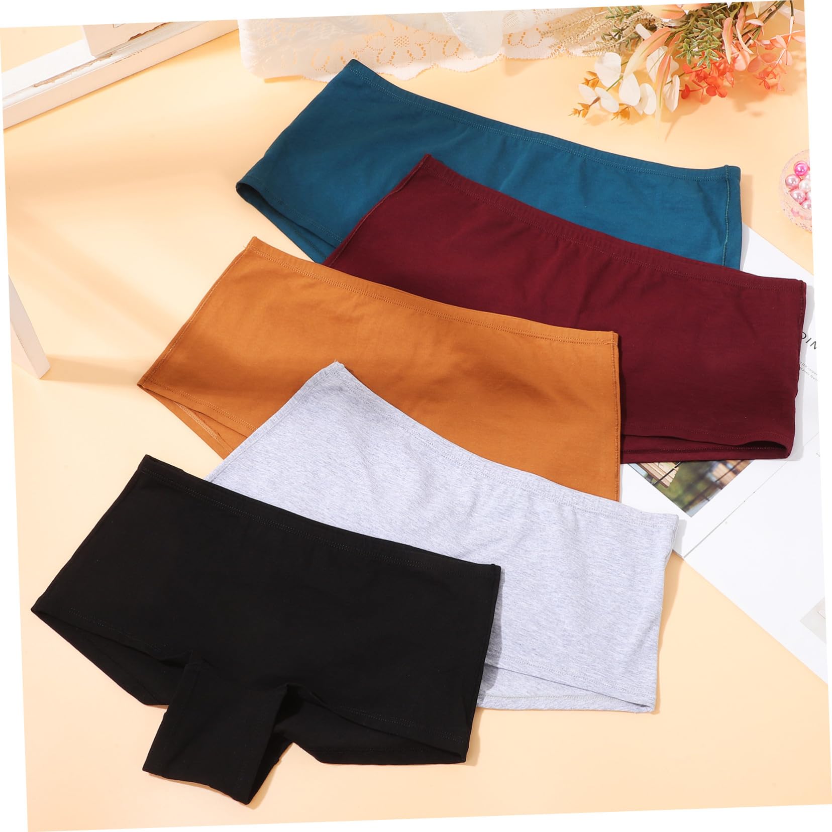 5piezas Bragas de Mujer de Algodón Talla XXL Cubrimiento Completo Calzoncillos Tipo Bóxer para Mujer