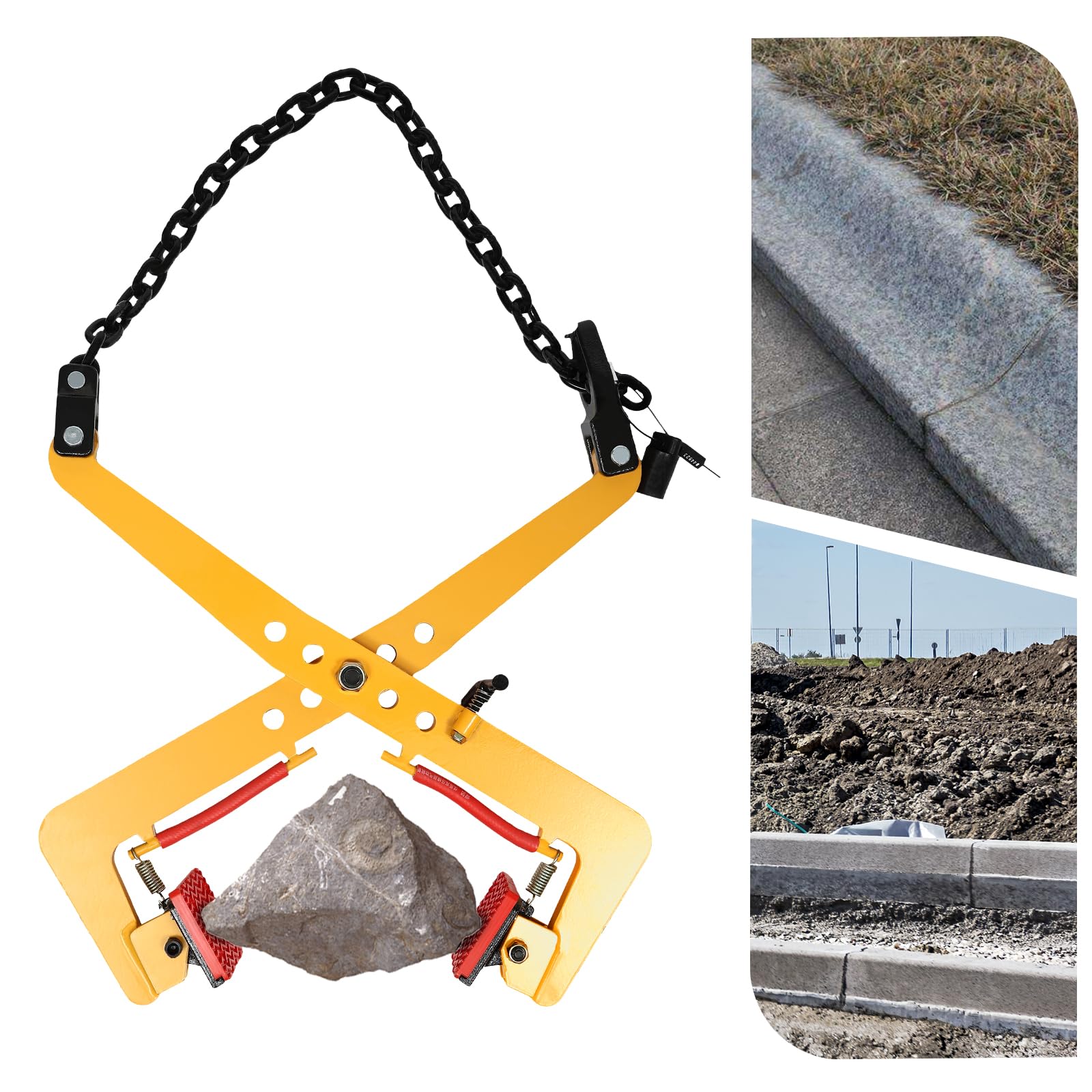 Produktbild von Bordsteinzange 350 Kg – 17 Zoll Versetzzange Mit Gummi-Chuck, Backenöffnung 30–51 Cm, Rot, Für Stein & Beton