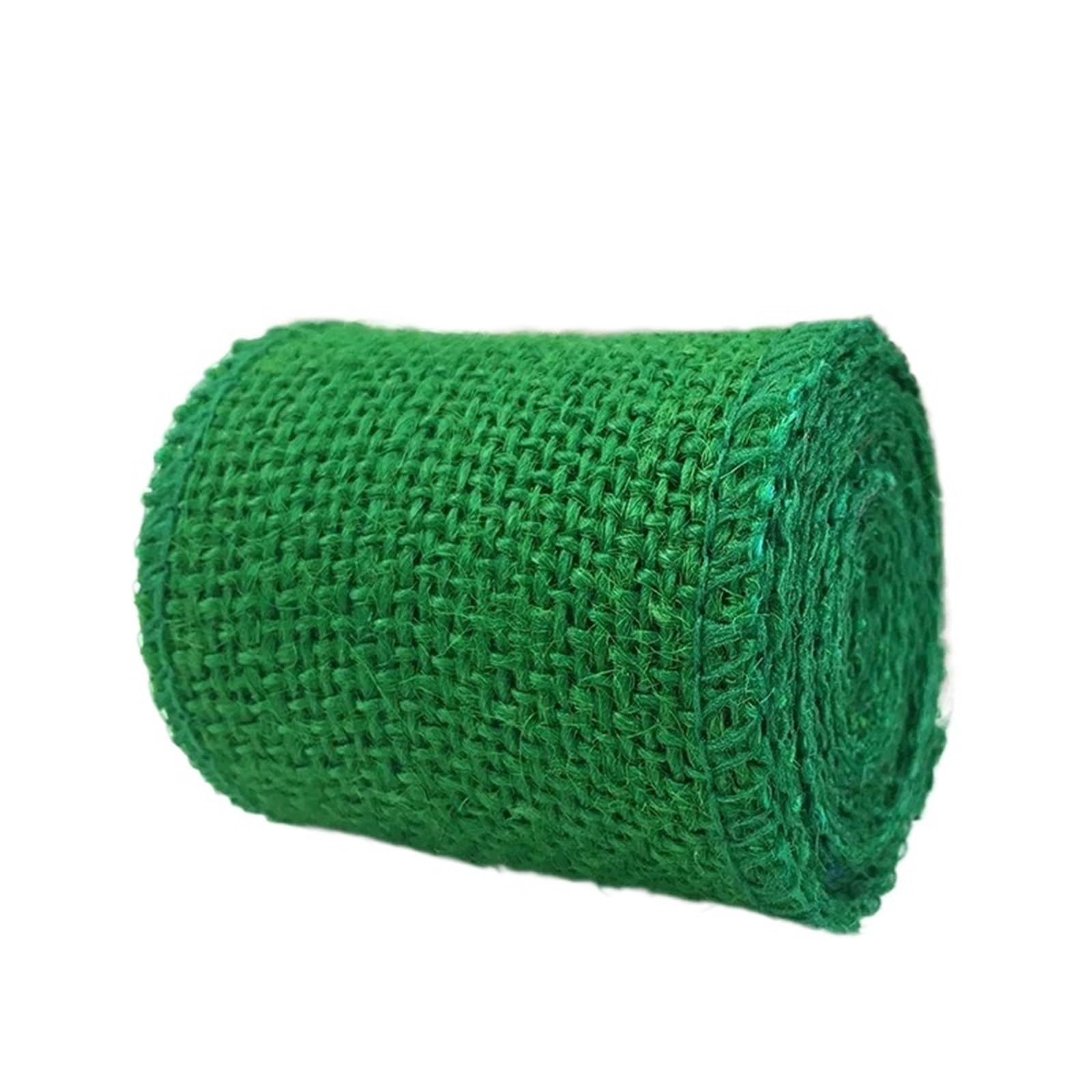 Hessian Roll 2Meter Colorful Jute Burlap Hessian Ribbon Rolls Colored Natural DIY Crafts Wrapping(Green)