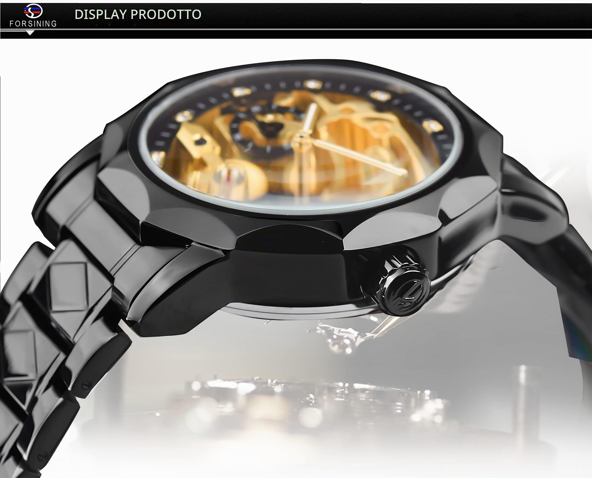 Tourbillon Design Orologio da polso da uomo analogico automatico in acciaio inossidabile