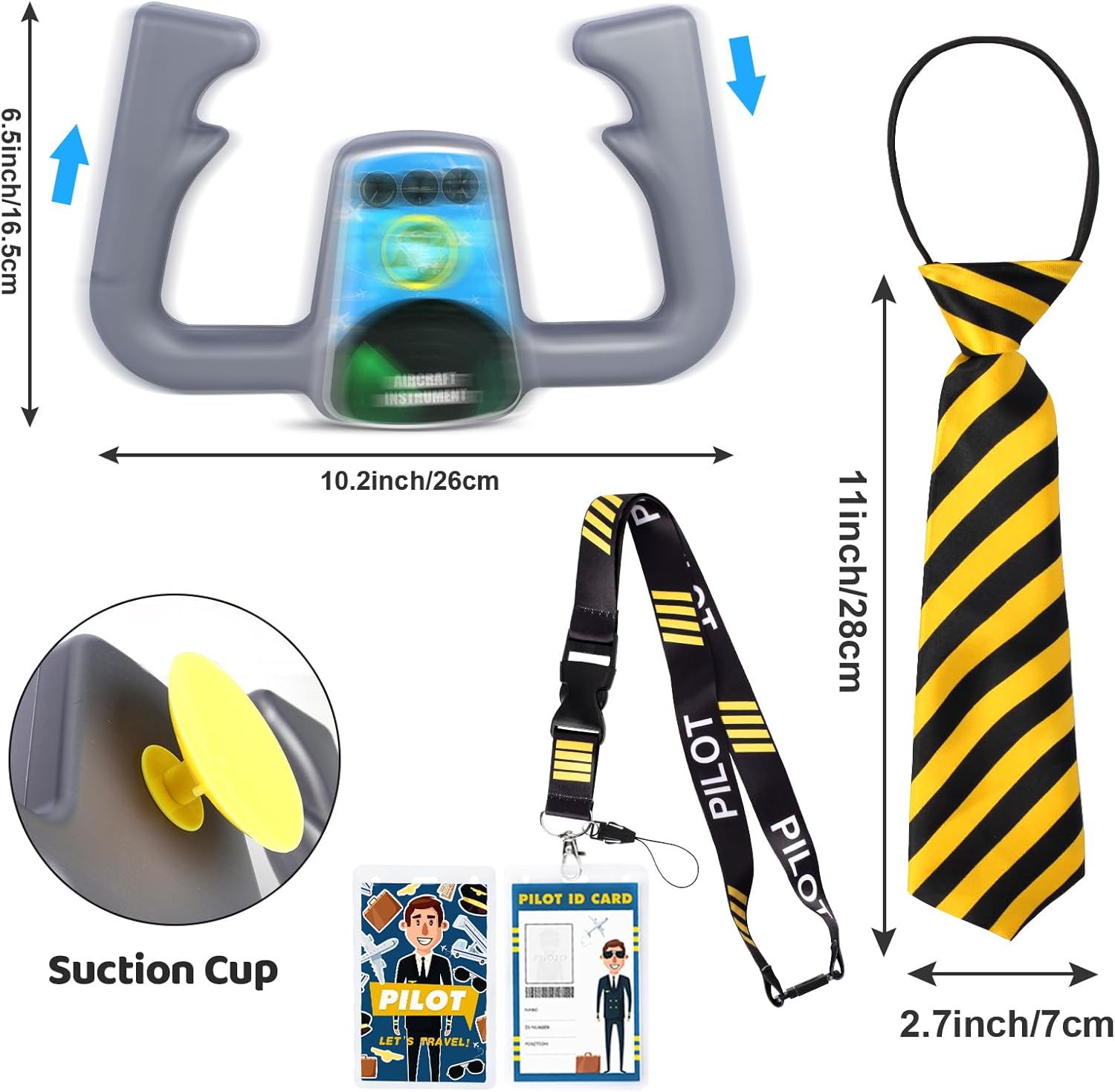 Kyson 7 Pcs Kids Pilot Costume Airline Captain Aviation Costume Dress up Accessories for Halloween Career Day Pretend Play - Image 5