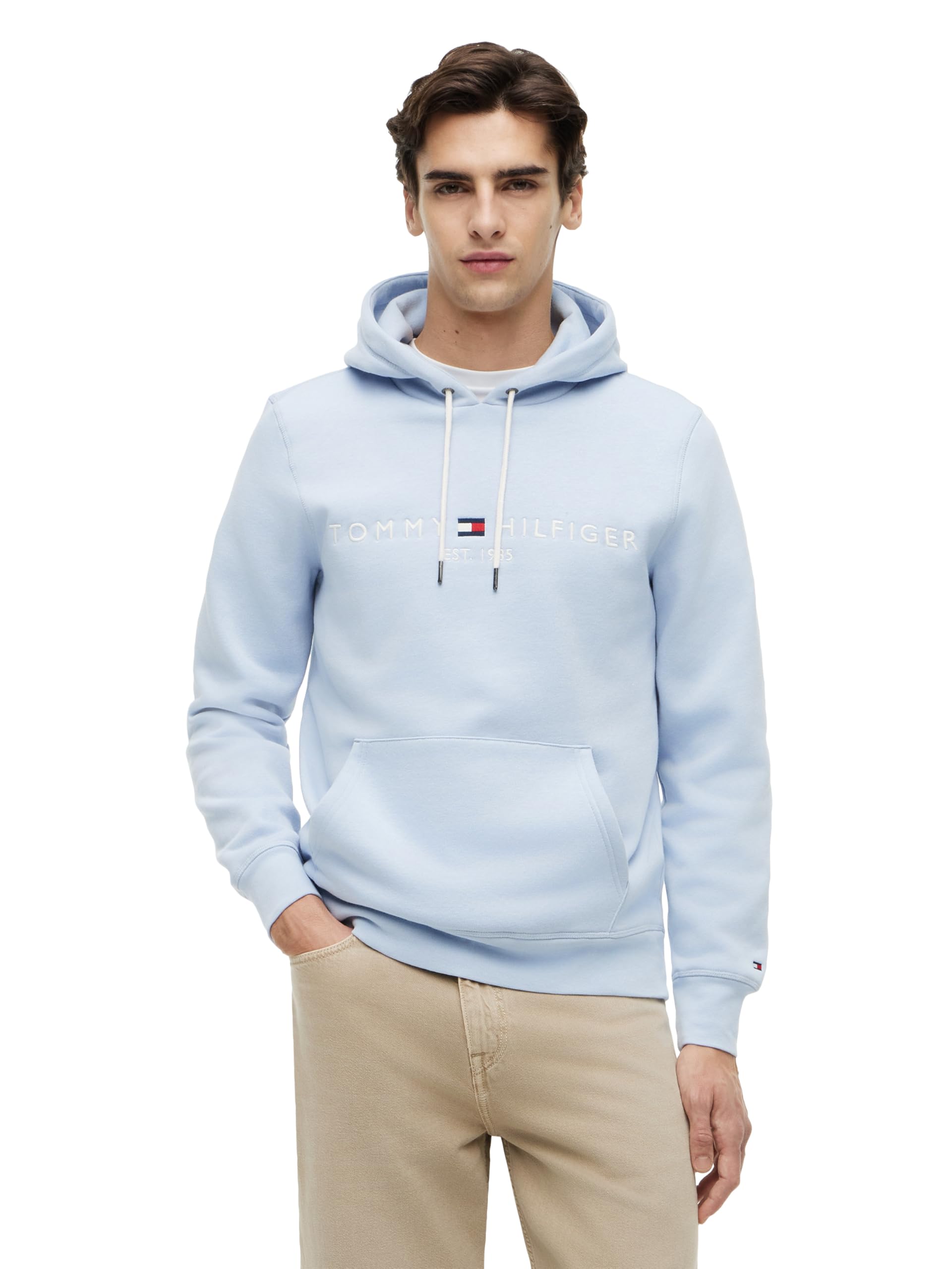 Tommy Hilfiger Men's Medium Weight Fleece Hoodie Sweatshirt With Embroidered Logo, Also Available in Big &amp; Tall