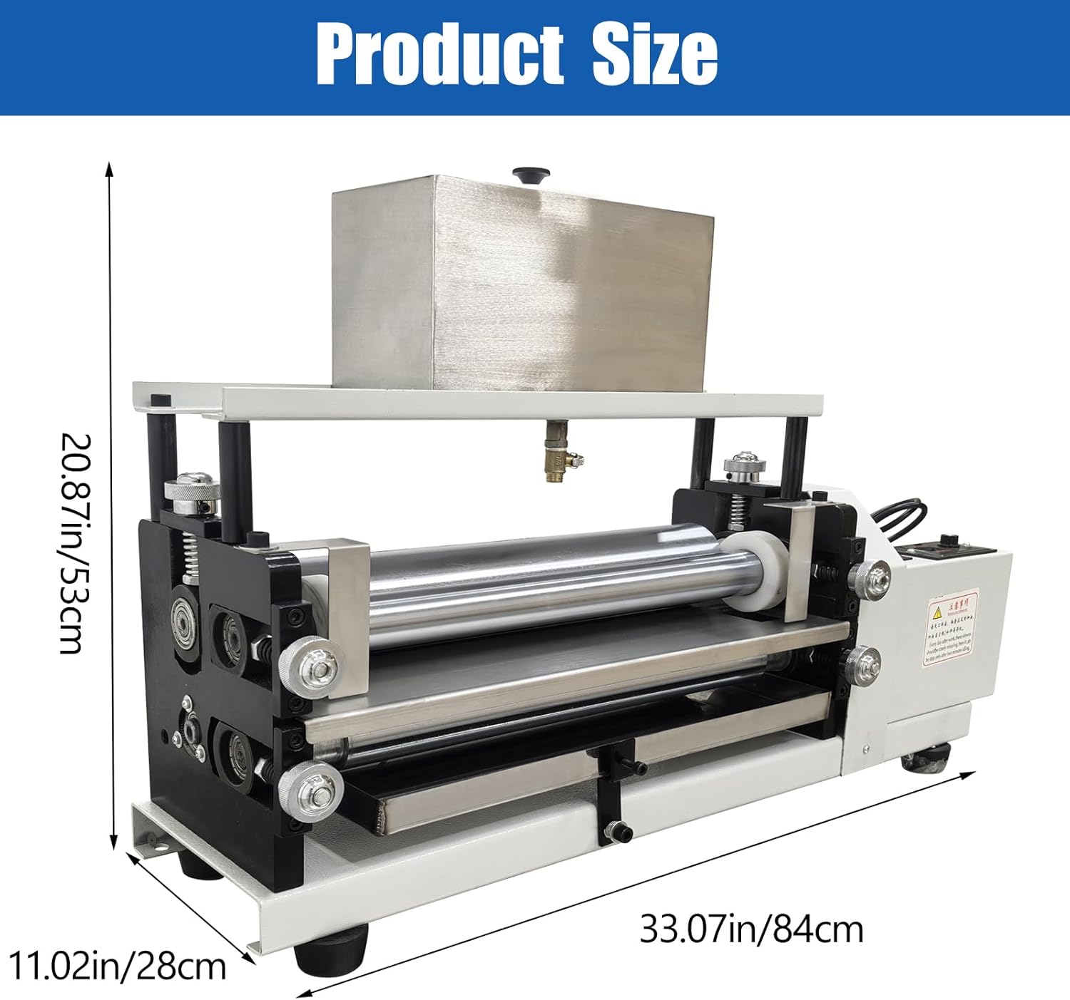 TECHTONGDA 15.35" Automatic Gluing Coating Machine for Paper & Leather, Steel Rollers Double-Sided Glue Coater with Adjustable Speed 0-16m/min and Rollers Gap, White Emulsion Coating Machine