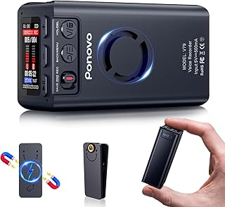 64GB Grabadora de Voz Magnética 45 Días Grabación Continua, Ponovo Activación por Voz Grabadora Digital con Clip, 6000mAh Inteligente Reducción Ruido Grabadoras Portátiles con Contraseña para Reunión