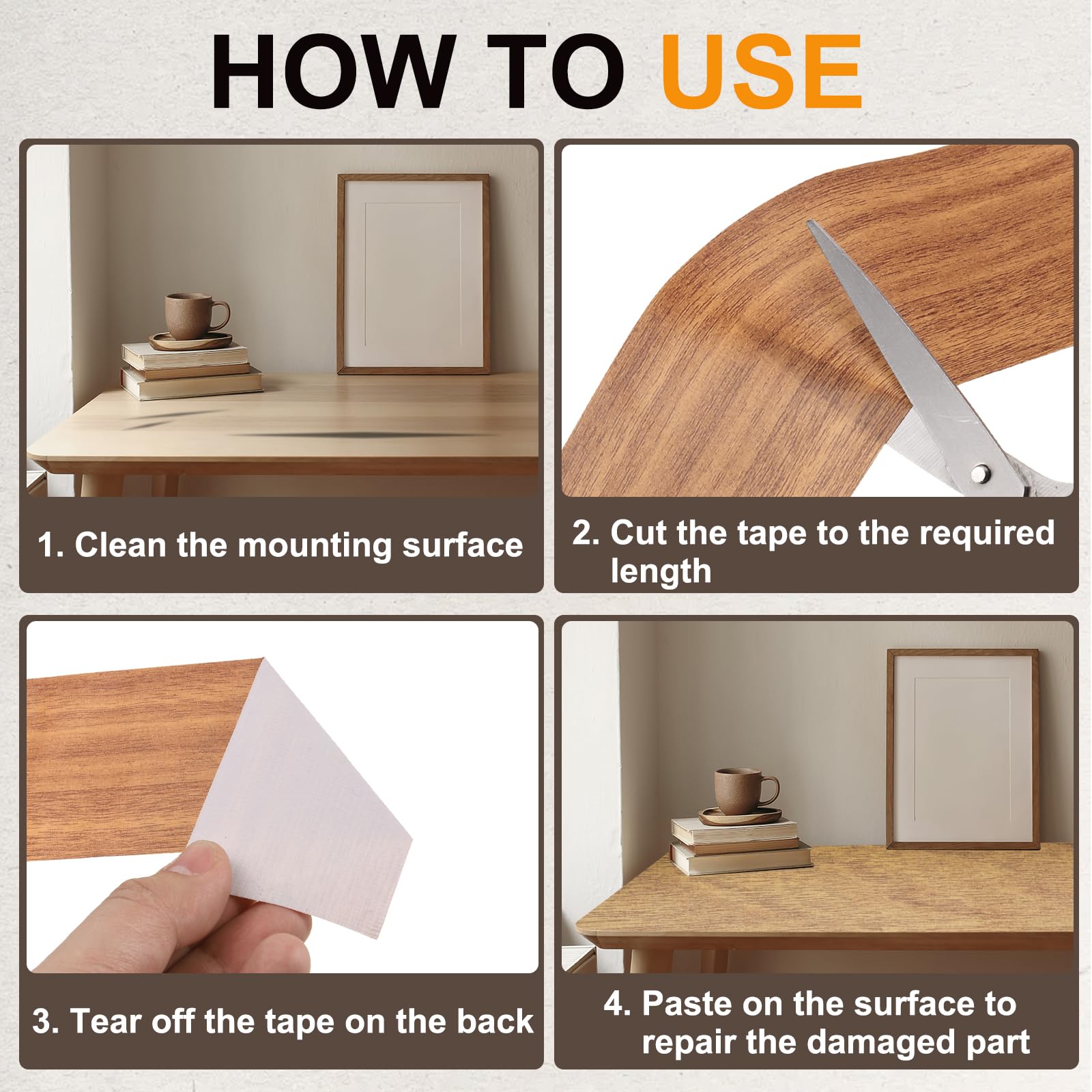 PATIKIL Pellicole Adesive Legno Autoadesivo 4,57M x 20cm Carta Adesiva per Mobili Legno Riparazione Pellicola Autoadesiva Effetto per Pavimenti Porte Tavoli Sedie Armadi, Quercia Arancione