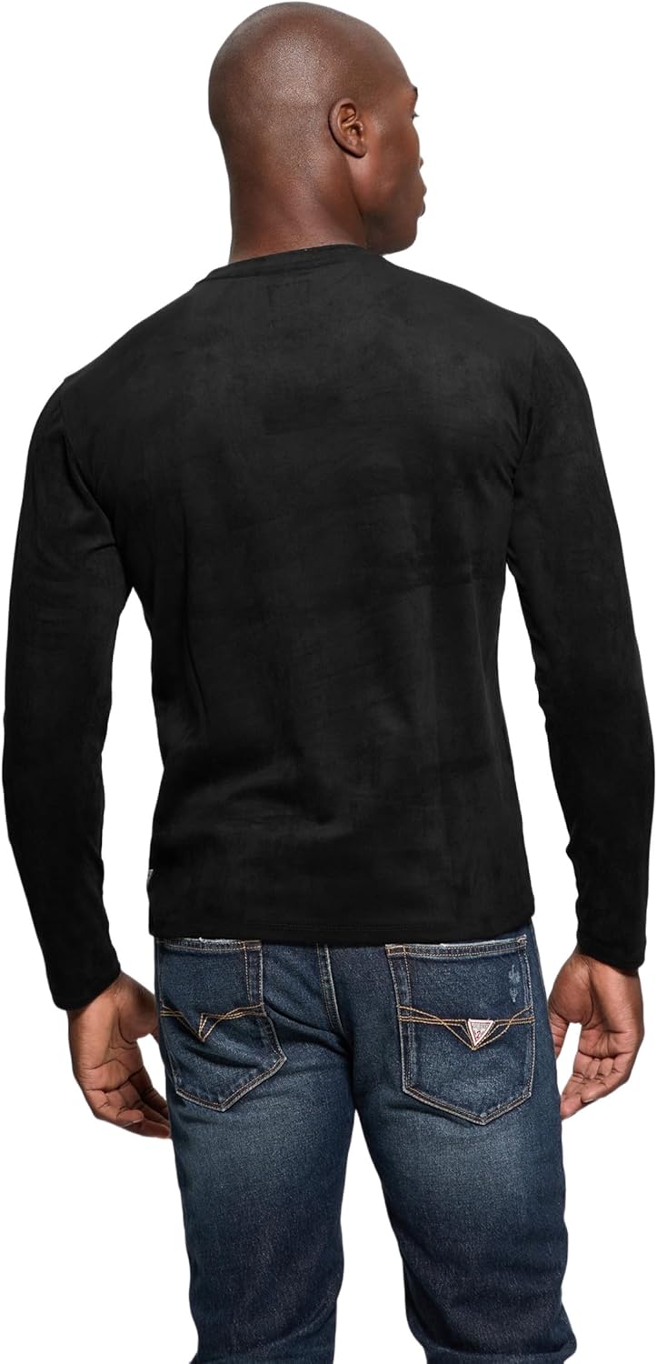 GUESS Men's Long-sleeve Garrett Faux Suede Crew