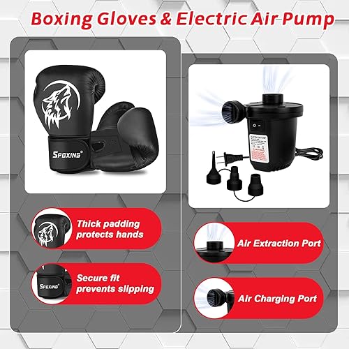 Miniatura 6 de Freestanding Punching Bag for Adult Teens, 70" Heavy Punching Bag with Boxing Gloves and Electric Air Pump for Beginners Kickboxing Training MMA