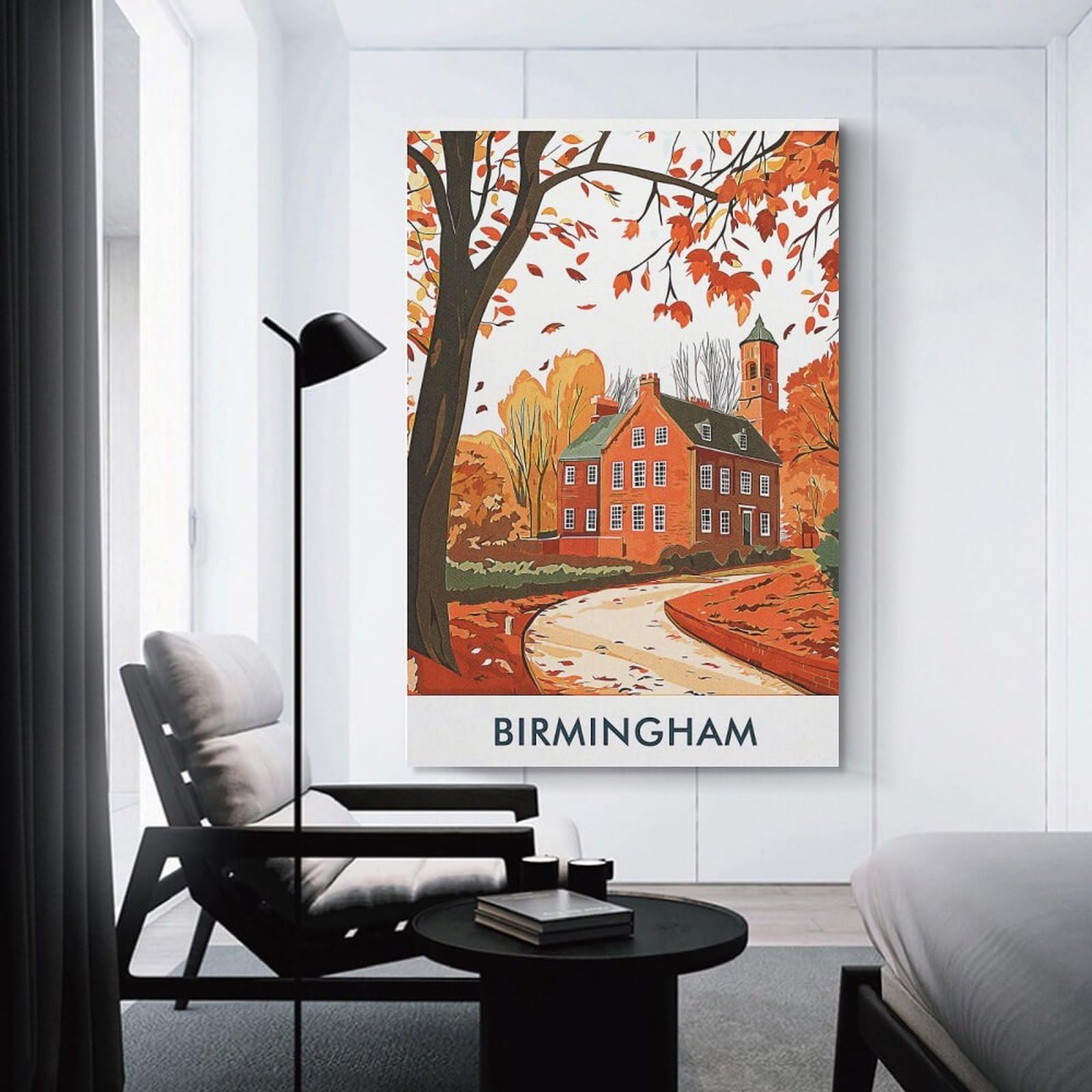 Junmoney Birmingham Autumn Landscape Canvas Wall Art, 20x30inch(50x75cm), for Living Room, Bedroom, Office Or Hallway, Versatile Wall Decor for Many Rooms
