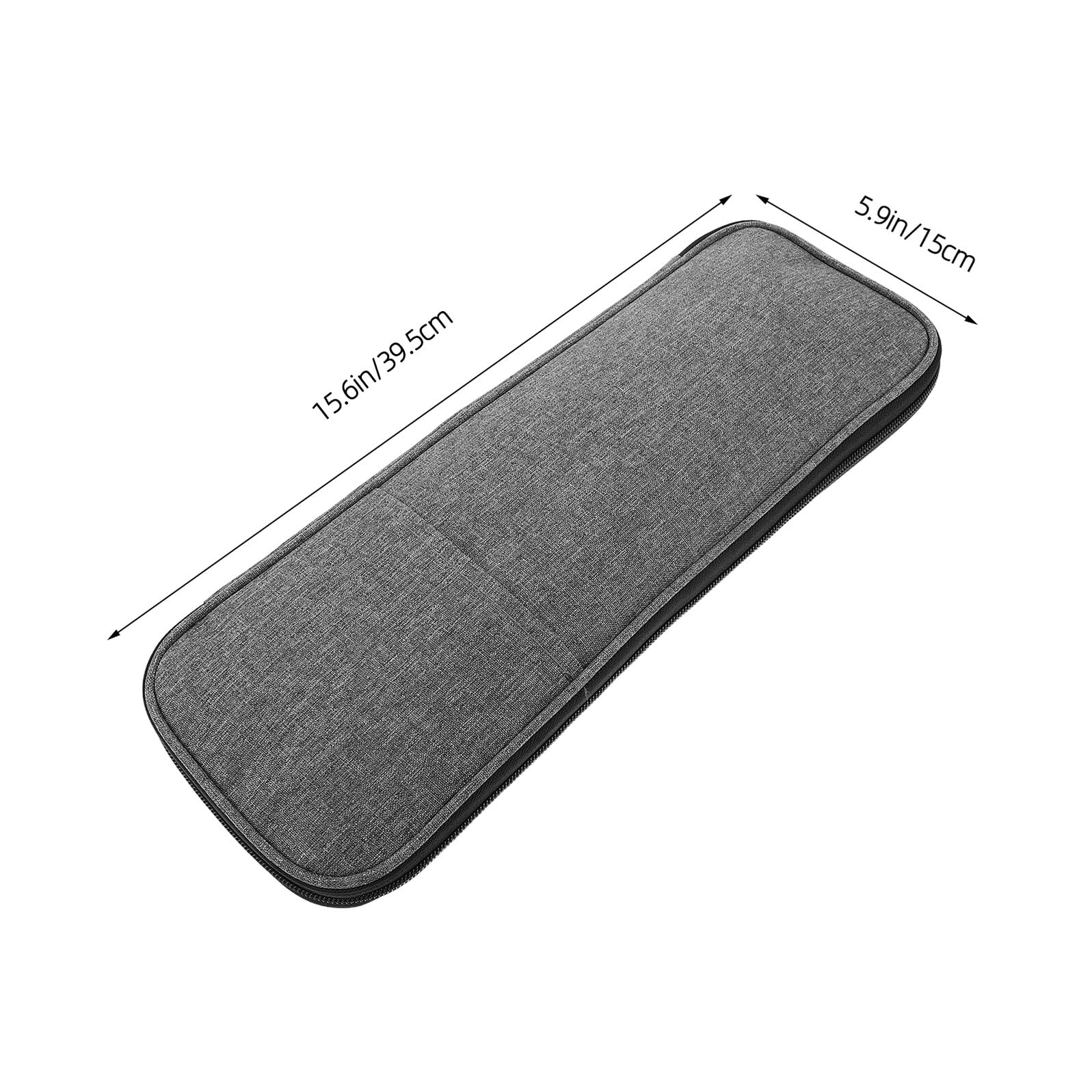 Estuche para Agujas de Crochet Portátil de Tela Oxford Gris, Organizador Multifuncional para Manualidades y Costura, Bolsa Larga para Agujas de Tejer de 35 Cm, Almacenamiento
