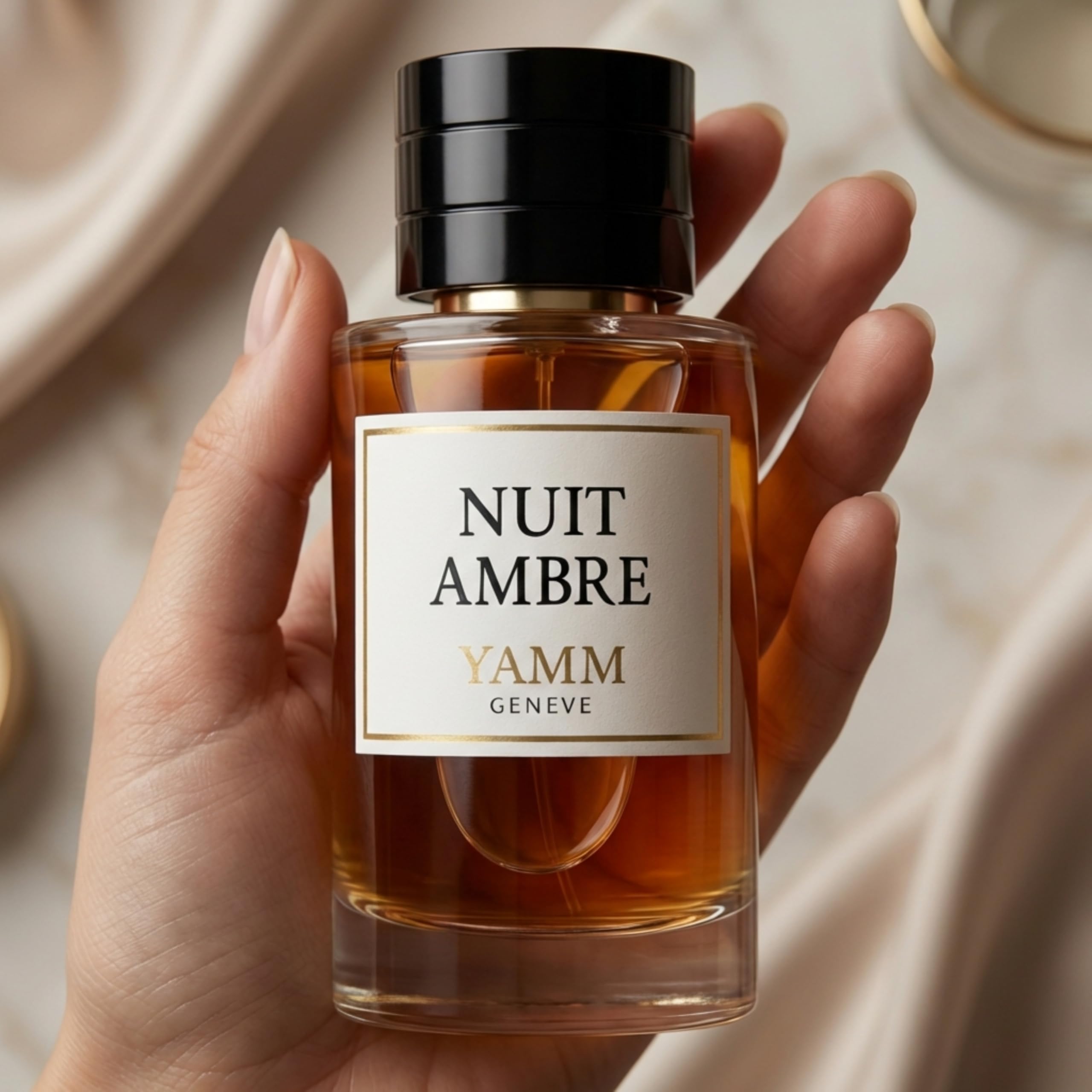 Nuit Ambre | Extrait de Parfum 50 ml | Parfum Mixte Homme & Femme | Bergamote, Rose de Damas & Ambre gris | Notes Ambrées, Florales & Boisées | Luxe & Longue Tenue
