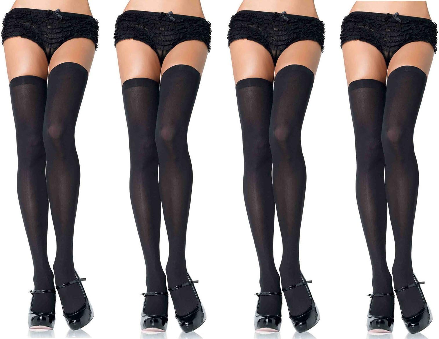 Leg Avenue Women's Over The Knee Thigh Highs Hosiery, Plus-size, 4-Pair, Black