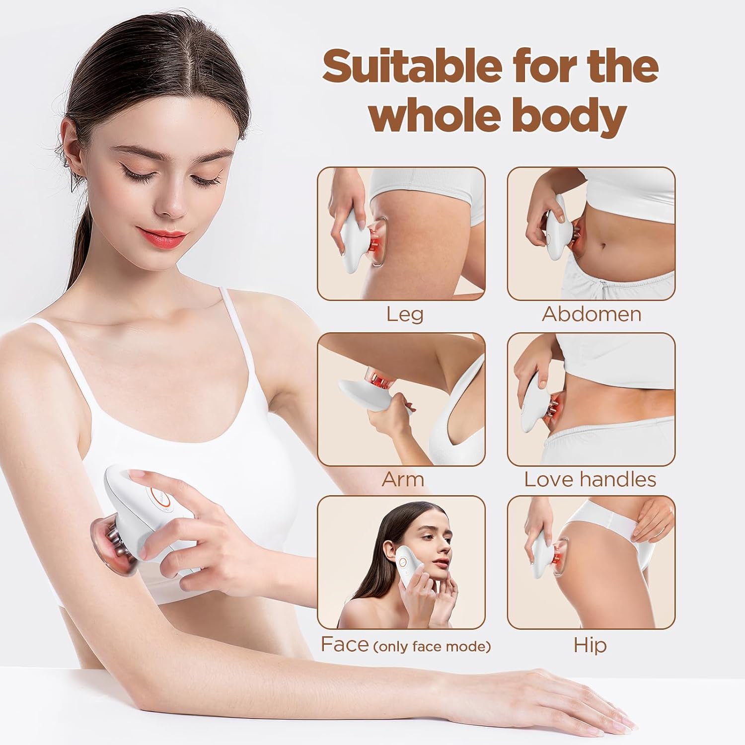 LeaderPro Rechargeable Cellulite Massage Tool,Body Cupping Therapy,Body Massager Machine, for Cellulite, Saggy Skin & Facial Contouring, Home Use