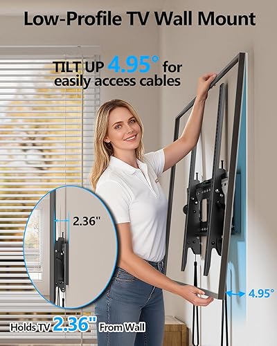 Miniatura 7 de FORGING MOUNT Soporte de pared de TV resistente para televisores grandes de 55 a 120 pulgadas, soporte de TV inclinable sin herramientas, soporte