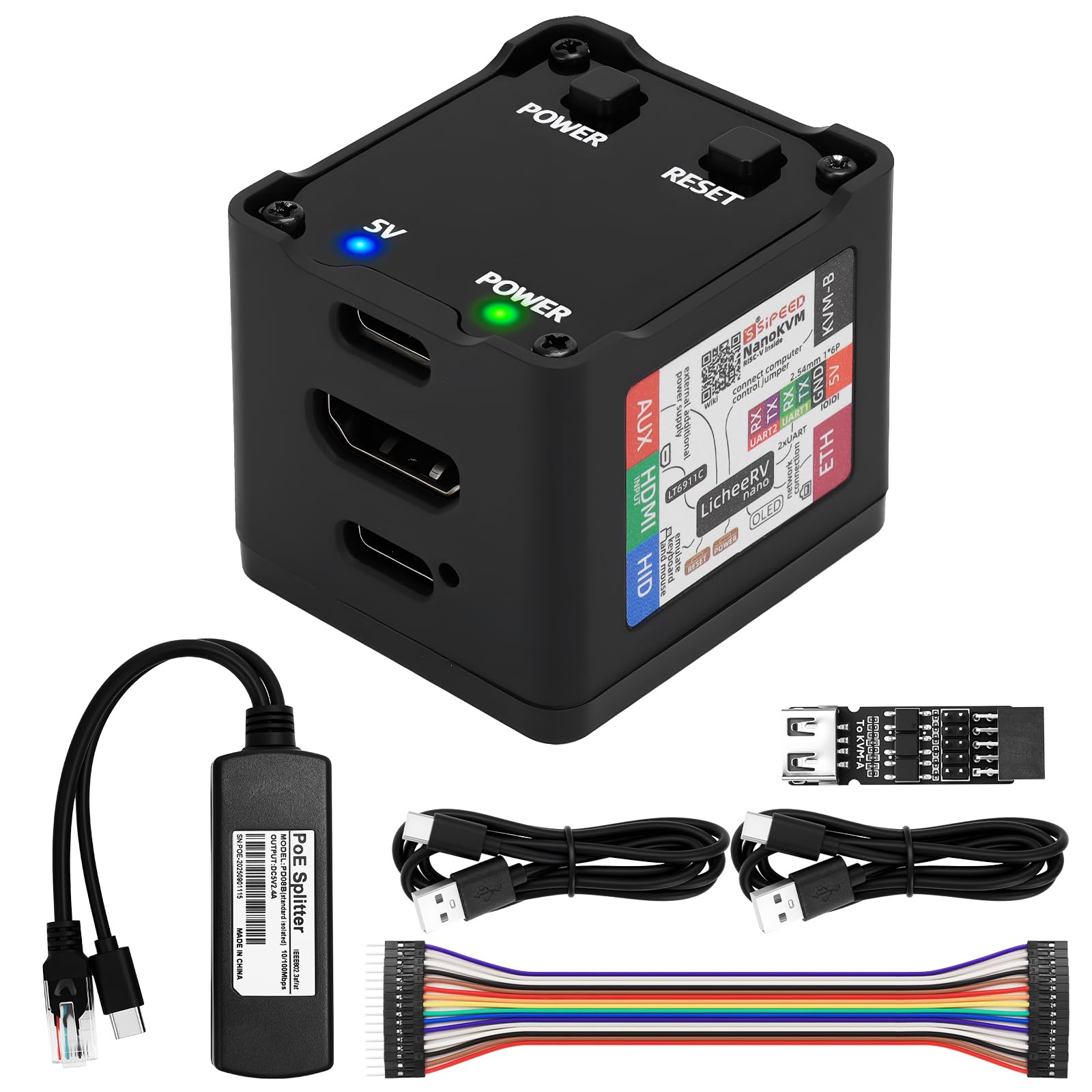 Photo 1 of Meshnology Sipeed NanoKVM Full, RISC-V IP KVM with OLED Display Button, ATX Power Control, 5V Remote Wake-On-LAN, Dual Serial Ports HDMI USB 100M Network, Remote Server Management BIOS Setup, Black