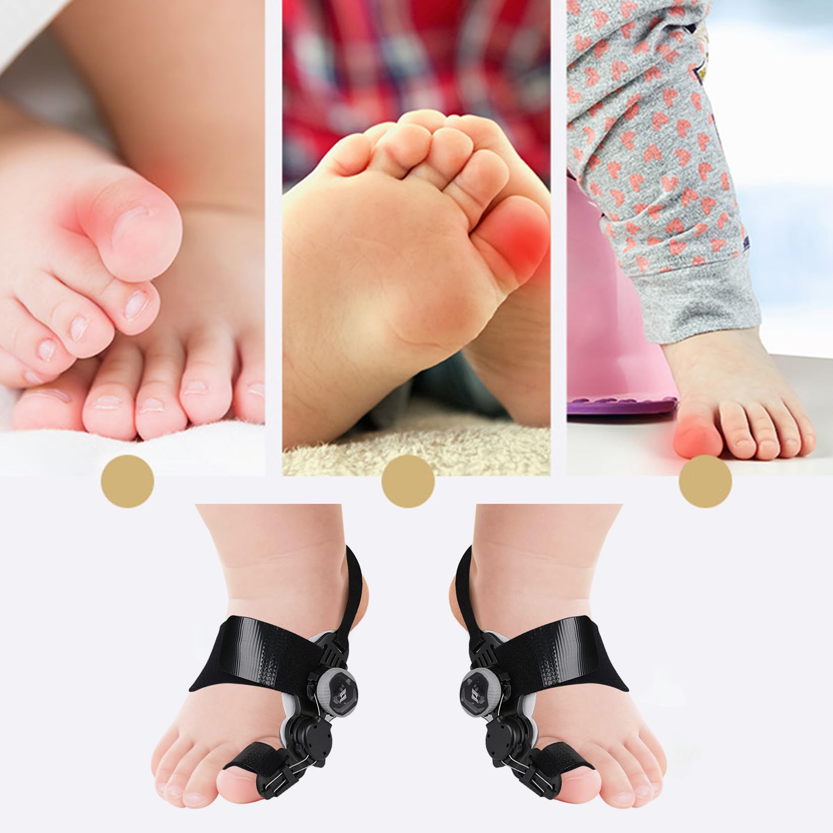 Kinder-Ballenbehandlung, Verstellbare große Zehen-Schiene zur Korrektur des Hallux Valgus, Ballen-Splint, Zeigengerade mit Silikon-Pad Ballenentlastung für Mädchen und Jungen