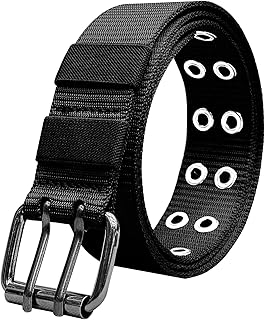 LuxStellar Cinto de trabalho, cinto de duplo mandril de lona resistente com fecho de metal resistente, cinto de encaixe para homem, para trabalho, exterior e lazer, cinto com rebites, Preto, Tamanho