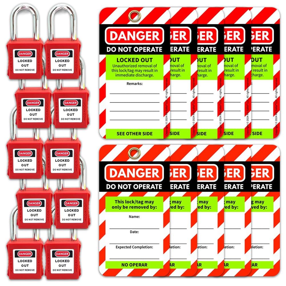 Etichette e di Blocco Tagout Etichetta di Sicurezza Kit di Blocco di Facile Identificazione Tagout Lucchetto Rosso Tag Out