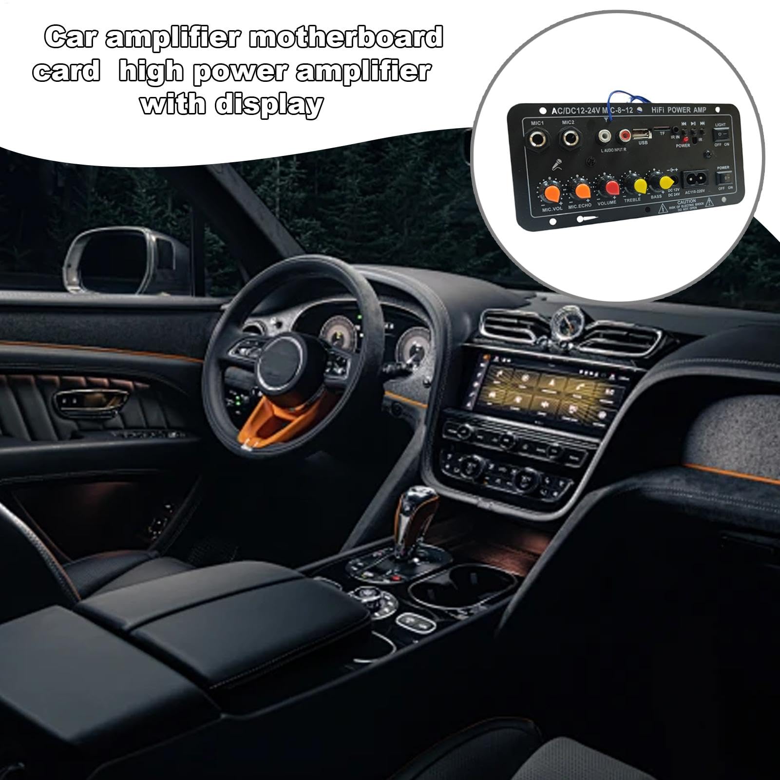 Hochleistungsverstärkerplatine, Leistungsverstärkerplatine für Autos, 12 V und 24 V Stereo-Verstärkermodul mit digitaler Anzeige - Kabellose Lautsprecherkarte mit Fernbedienung für Lautsprecher