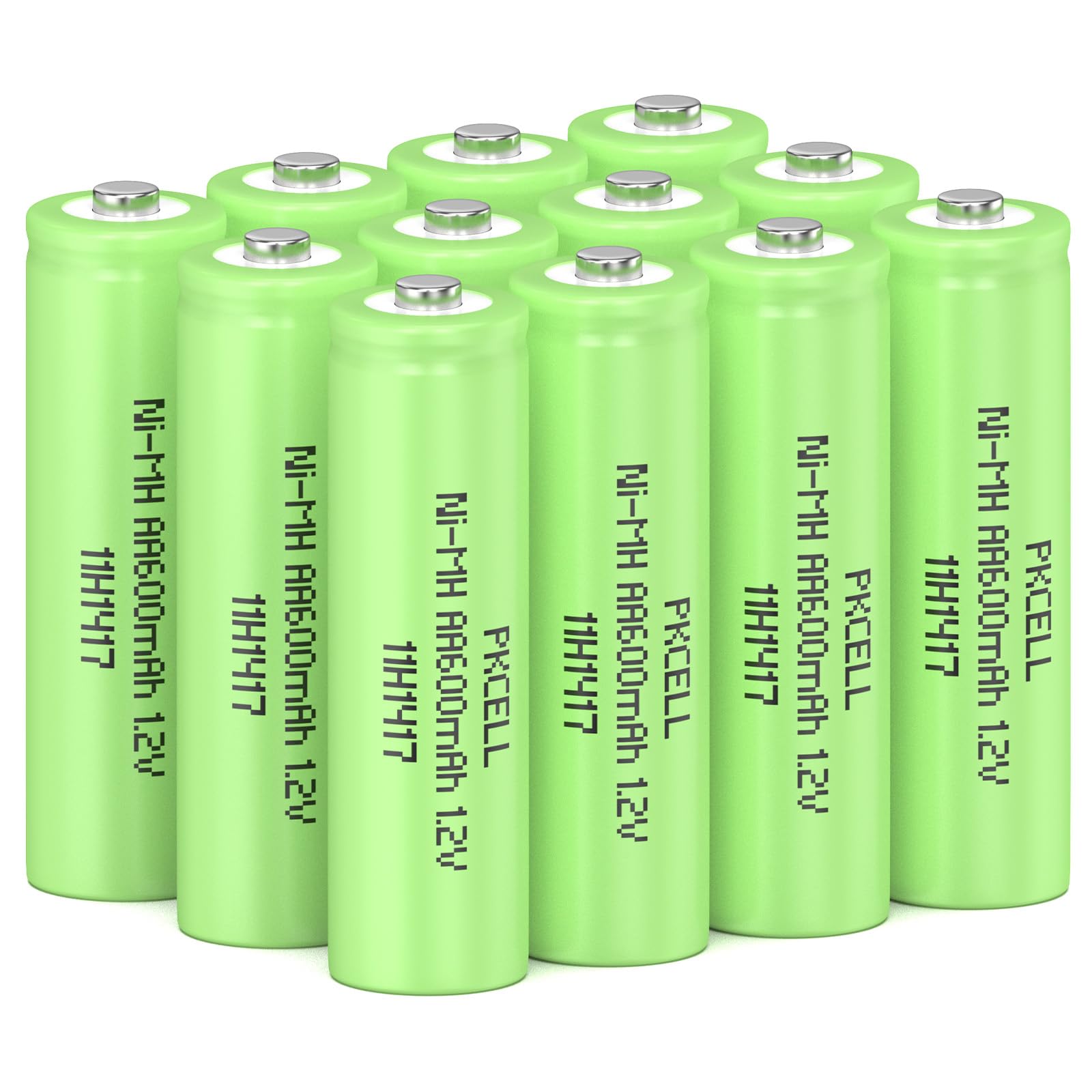 AA Rechargeable Battery NiMH 1.2 V 600 mAh for Solar Lights Toys Pack of 12