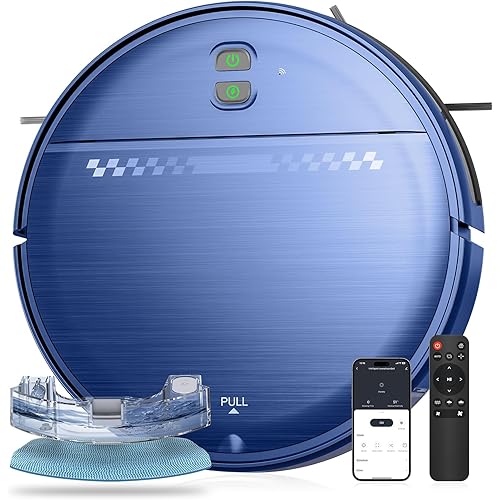 Robot Vacuum and Mop Combo, 2-in-1 Mopping Robot Vacuum Cleaner with 2300Pa Suction, 2.87'' Slim Design, Wi-Fi/App/Voice Control, 3D Obstacle Avoidance&Self-Charging for Hard Floors, Carpets, Pet Hair