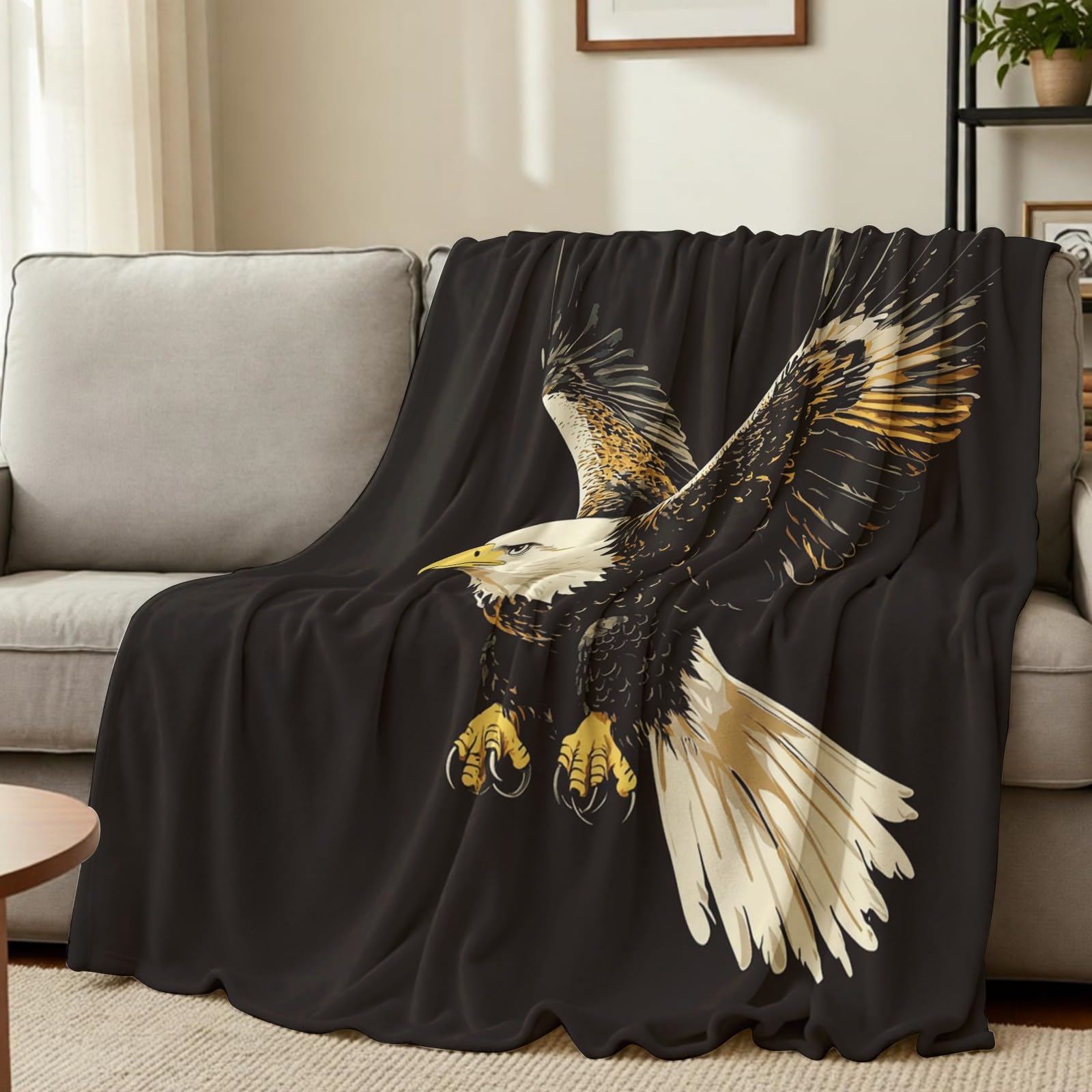 Coperta Morbida Aquila dei cartoni animati 200 x 220 cm, Plaid Caldo in Flanella, Idea Regalo Compleanno per Famiglia e Adulti