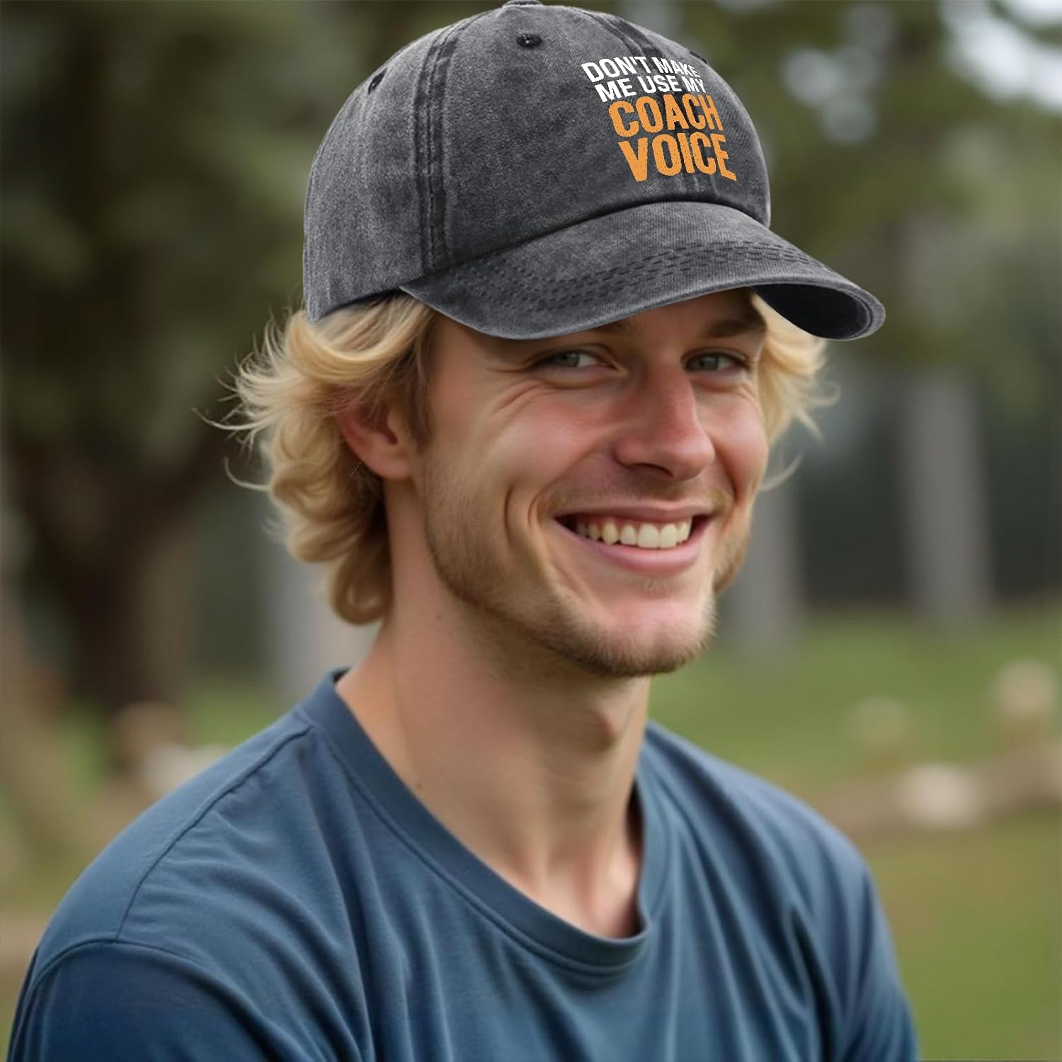 zcyhtqp, Don't Make Me Use My Coach Voice, Funny Coach Baseball Cap, Funny Trucker Hats with Sayings, Adjustable Cotton Baseball Cap Black - Image 5