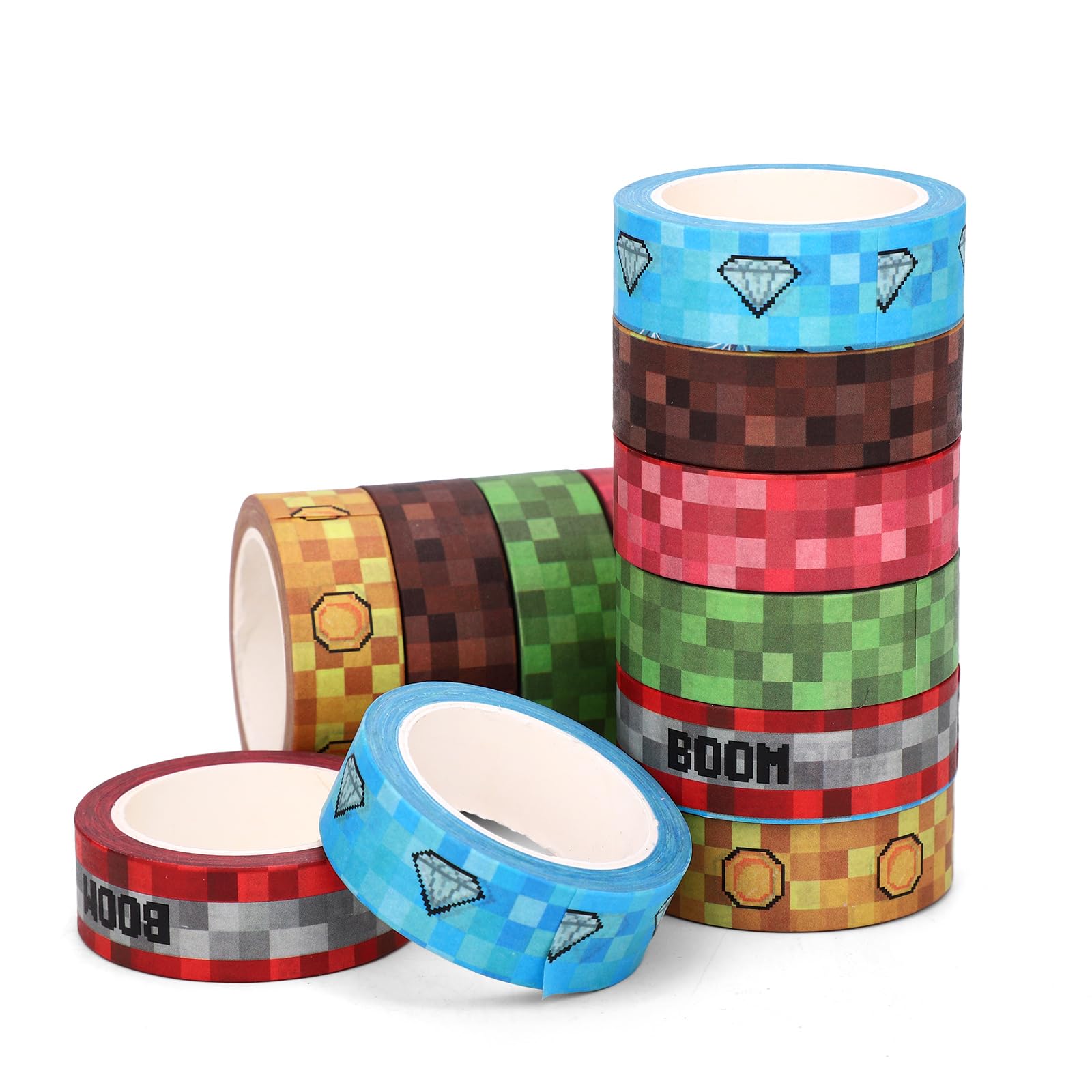 SAVITA 12 Rolls Washi Tape Set, 0.6inx32.8ft Cartoon Washi Tape Party Supplies for Scrapbooking Gift Wrapping DIY Crafts and School Supplies (Total Length 393.7ft)