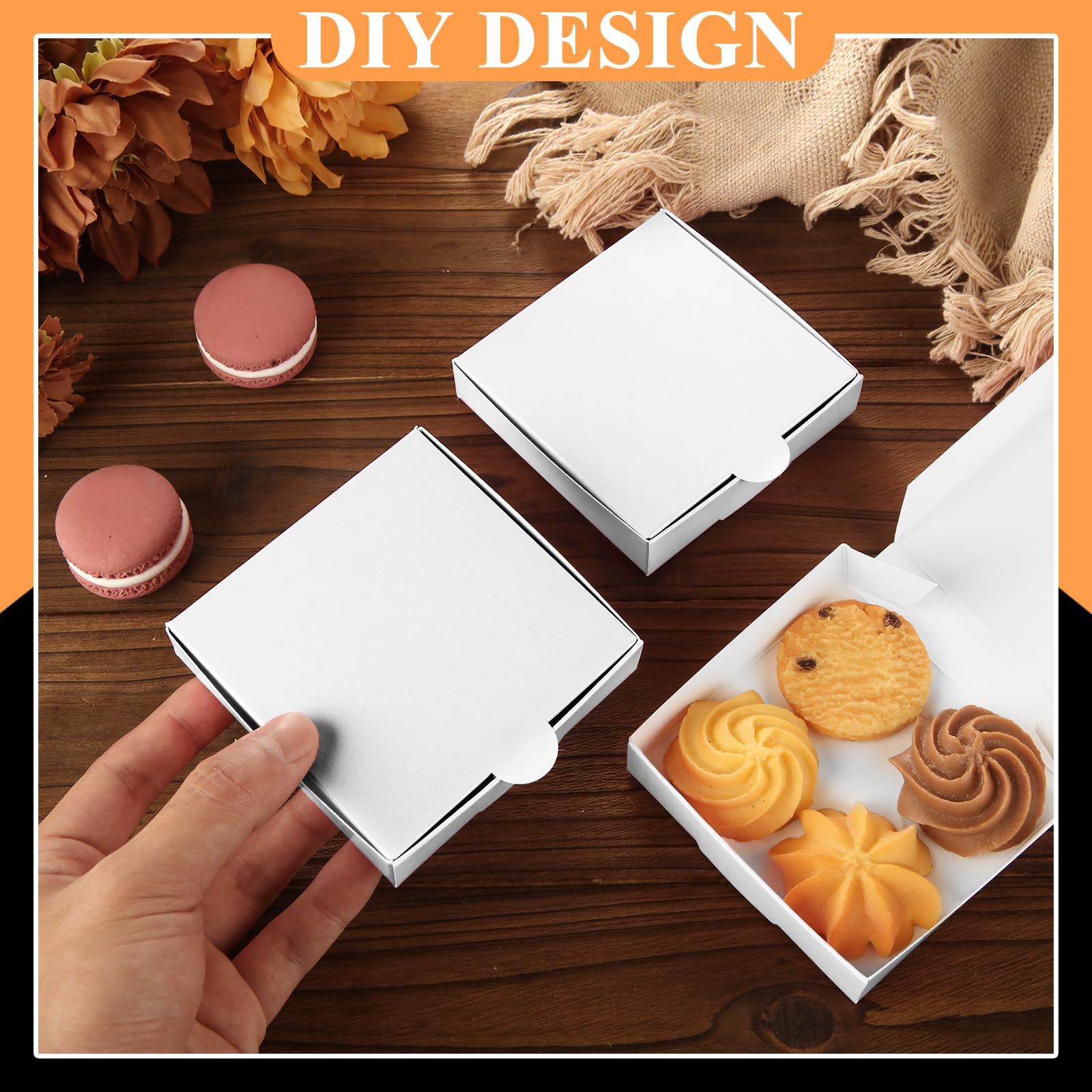 Scatole per Pizza 100 Mini 3,5x3,5 cm Quadrate Cartone Bianco