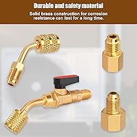 Vista 9 de WADEO 31 piezas de válvula de bola angular para refrigerante de aire acondicionado de 1/4 pulgada para refrigerante R410A R134A R12 R22