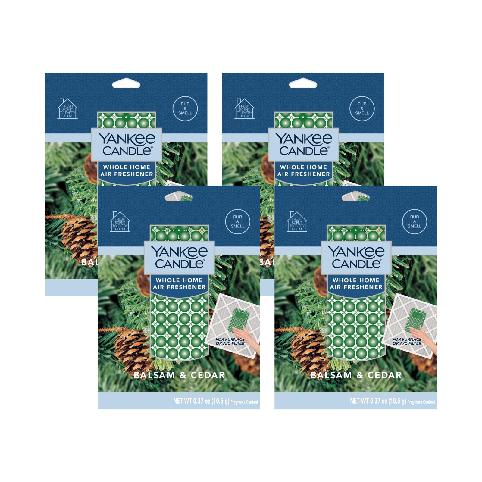 Yankee Candle Whole Home Air Freshener, Long Lasting Odor Eliminating Fragrance for Home, Continuous Room Freshener, Balsam &amp; Cedar (Pack of 4)